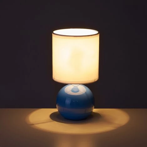 LOLAHOME Lampe De Chevet Boule Céramique Bleue Ø 13x24cm 5 LOLAHOME Lampe De Chevet Boule Céramique Bleue Ø 13x24cm – Image 5