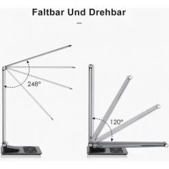 HOMFA Lampe De Lecture LED, 12W Tactile Et Pliable Lampe De Table Dimmable Avec 5 Modes D'Eclairage, 6 Niveaux De Luminosité, Chargement Sans Fil, Fonction De Minuterie Et Mémoire Avec USB Port, Noir -Lampe Soldes Boutique 47846794 3
