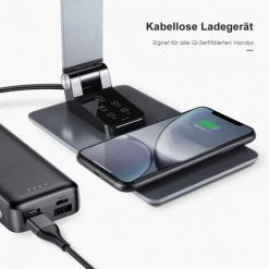 HOMFA Lampe De Lecture LED, 12W Tactile Et Pliable Lampe De Table Dimmable Avec 5 Modes D'Eclairage, 6 Niveaux De Luminosité, Chargement Sans Fil, Fonction De Minuterie Et Mémoire Avec USB Port, Noir -Lampe Soldes Boutique 47846794 5