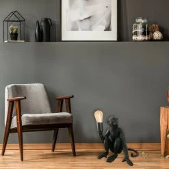 BARCELONA LED Lampe à Poser Singe "Rila" | Noir -Lampe Soldes Boutique 47881516 4