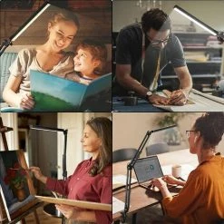 TINOR Lampe De Bureau LED,14W Lampe De Table Architecte Pliable Avec Pince, 10 Niveaux De Luminosité X 3 Modes De Couleur, Lampe De Table Réglable, Protection Des Yeux, 5V/2A CE Adaptateur Incluse [Classe énergétique A+++] -Lampe Soldes Boutique 48218104 5