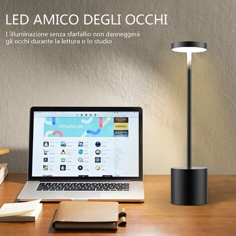 DEVENIRRICHE Lampe De Table Sans Fil, Batterie Rechargeable 6000 MAh, 2 Niveaux De Luminosité, Lampe De Chevet En Métal, Pour Salon, Chambre à Coucher, Bureau, Studio (noir) 4 DEVENIRRICHE Lampe De Table Sans Fil, Batterie Rechargeable 6000 MAh, 2 Niveaux De Luminosité, Lampe De Chevet En Métal, Pour Salon, Chambre à Coucher, Bureau, Studio (noir) – Image 4
