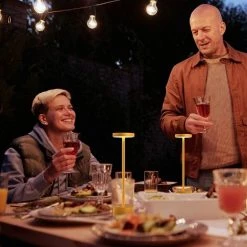 DEVENIRRICHE Lampe De Table LED Sans Fil Dimmable En Aluminium, Lampe De Bureau Pour Usage Intérieur/extérieur, Restaurant En Batterie Rechargeable 6000 MAh H34 Cm Plug USB (doré). -Lampe Soldes Boutique 48455811 3