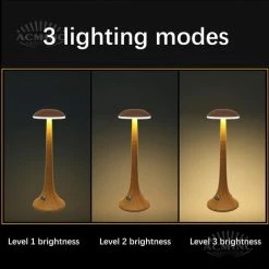 DEVENIRRICHE Lampe De Table Batterie LED Sans Fil Dimmable, Lampe De Table Rechargeable Portable Avec Batterie Pour Restaurant Bar Extérieur, Lampe De Bureau Couleur Bois Avec Interrupteur Tactile,Natural Color -Lampe Soldes Boutique 48455823 4