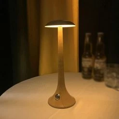 DEVENIRRICHE Lampe De Table Batterie LED Sans Fil Dimmable, Lampe De Table Rechargeable Portable Avec Batterie Pour Restaurant Bar Extérieur, Lampe De Bureau Couleur Bois Avec Interrupteur Tactile,Natural Color -Lampe Soldes Boutique 48455823 5