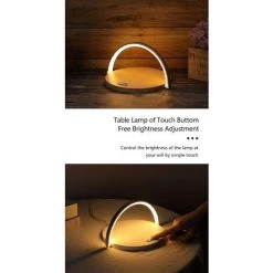 DEVENIRRICHE Lampe De Chevet LED à Intensité Variable Avec Charge Sans Fil Qi, Alimentation Via USB, Contrôle Tactile Pour Chambre à Coucher, Bureau, Bureau -Lampe Soldes Boutique 48455860 5