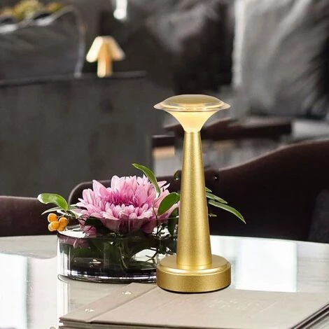 DEVENIRRICHE Lampe De Table Sans Fil Restaurant Portatives, Lampe De Bureau Rechargeable Avec Contrôle Tactile Lampe De Chevet LED 4000K Pour Chambre à Coucher, 2000mAh,D'or 2 DEVENIRRICHE Lampe De Table Sans Fil Restaurant Portatives, Lampe De Bureau Rechargeable Avec Contrôle Tactile Lampe De Chevet LED 4000K Pour Chambre à Coucher, 2000mAh,D'or – Image 2