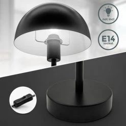 B.K.Licht Lampe De Table Design I Douille E14 I Lampe De Table Pour 1 Ampoule De Max. 25 Watt I Interrupteur à Câble I Noir Mat -Lampe Soldes Boutique 48458276 3