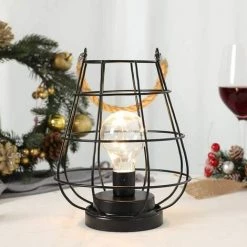 BRIDAY Lampe De Table De Chevet à Piles 19cm Haute Sans Fil Batterie Lampe Suspendue Avec Ampoule LED Edison Pour Balcon Maison Patio Chambre Mariages Intérieur Extérieur (noir) 8 BRIDAY Lampe De Table De Chevet à Piles 19cm Haute Sans Fil Batterie Lampe Suspendue Avec Ampoule LED Edison Pour Balcon Maison Patio Chambre Mariages Intérieur Extérieur (noir) -Lampe Soldes Boutique 49094931 4