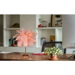 COMELY Lampe De Chevet LED, Forme Pissenlit, Fil De Cuivre, Plume Rose Romantique -Lampe Soldes Boutique 49140186 4