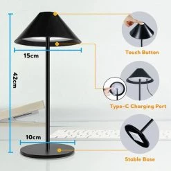 GREADEN Lampe De Table LED,Bureau De Contrôle Tactile 4000mAh 3000k Rechargeable IP54 Étanche USB , Lampe De Chevet Éclairage Pour Intérieur & Extérieur (Noir) - Noir 8 GREADEN Lampe De Table LED,Bureau De Contrôle Tactile 4000mAh 3000k Rechargeable IP54 Étanche USB , Lampe De Chevet Éclairage Pour Intérieur & Extérieur (Noir) - Noir -Lampe Soldes Boutique 49595238 4
