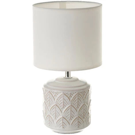 LOLAHOME Lampe De Chevet Avec Feuilles En Céramique Blanche Ø 15x28 Cm 1 LOLAHOME Lampe De Chevet Avec Feuilles En Céramique Blanche Ø 15x28 Cm