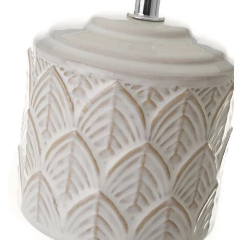 LOLAHOME Lampe De Chevet Avec Feuilles En Céramique Blanche Ø 15x28 Cm 2 LOLAHOME Lampe De Chevet Avec Feuilles En Céramique Blanche Ø 15x28 Cm – Image 2