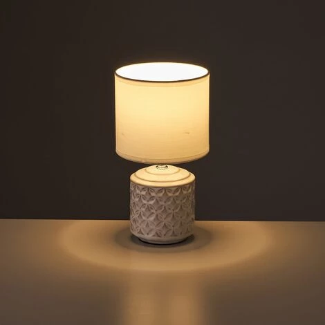 LOLA HOME Lampe De Chevet Mosaïque En Céramique Blanche Ø 15x28 Cm 4 LOLA HOME Lampe De Chevet Mosaïque En Céramique Blanche Ø 15x28 Cm – Image 4