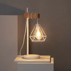 LEDKIA Lampe à Poser Bois Et Métal Sardo Blanc - Blanc -Lampe Soldes Boutique 50819225 4