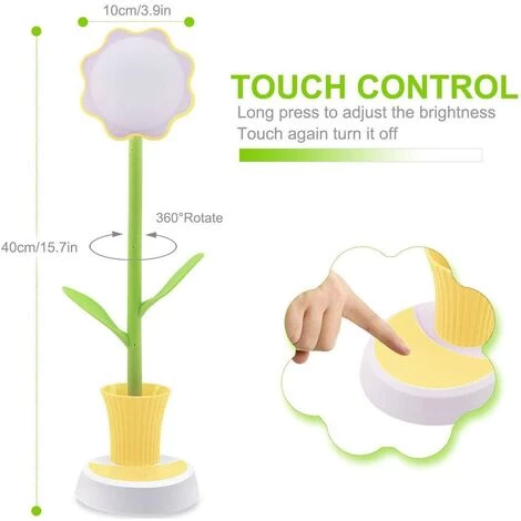 LITZEE Lampe De Chevet Enfant, Lampe De Bureau Rechargeable Créative LED Protection Des Yeux Lampe De Table à Capteur Tactile Lampe De Chevet à Intensité Variable Avec Porte-stylo (Jaune) 3 LITZEE Lampe De Chevet Enfant, Lampe De Bureau Rechargeable Créative LED Protection Des Yeux Lampe De Table à Capteur Tactile Lampe De Chevet à Intensité Variable Avec Porte-stylo (Jaune) – Image 3
