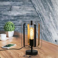 ZMH Lampe De Table Lampe De Chevet Vintage Noir - Lampe De Table Lampe Rotative Rétro En Métal Douille E27 Décoration Design Moderne Pour Salon Chambre Lampe De Table à Manger Chambre D'enfant -Lampe Soldes Boutique 51586862 3