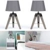 IDMARKET Lot De 2 Lampes De Chevet D'appoint HILDA Sur Pied En Bois Foncé Grises - Gris
