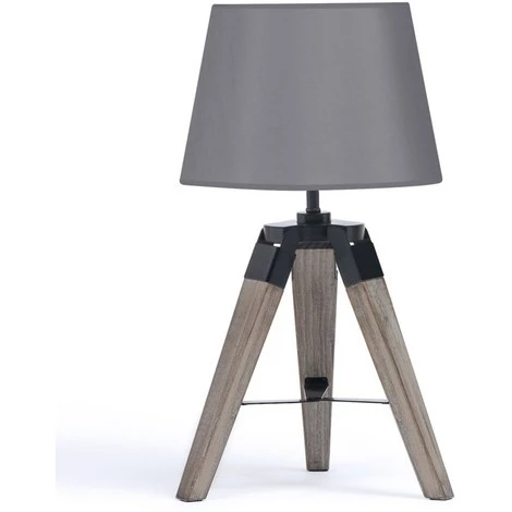 IDMARKET Lot De 2 Lampes De Chevet D'appoint HILDA Sur Pied En Bois Foncé Grises - Gris 5 IDMARKET Lot De 2 Lampes De Chevet D'appoint HILDA Sur Pied En Bois Foncé Grises - Gris – Image 5