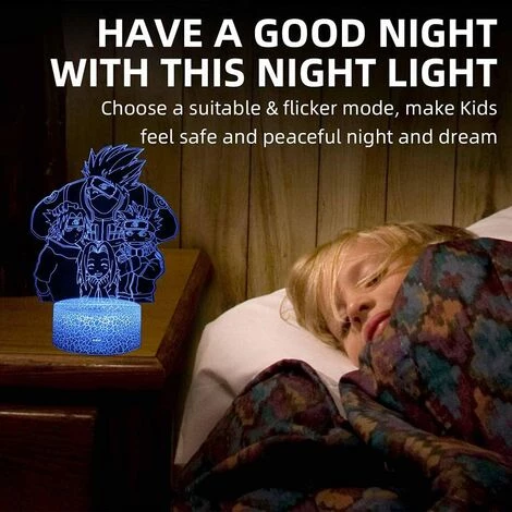 QERSTA 3D Lampe Illusion Optique Anime Naruto Hatake Kakashi Classe 7 LED Veilleuse,16 Couleurs Télécommande Lampe De Chevet Enfant Lumière De Nuit,Cadeaux Noël D'anniversaire Pour Garçon Fille 3 QERSTA 3D Lampe Illusion Optique Anime Naruto Hatake Kakashi Classe 7 LED Veilleuse,16 Couleurs Télécommande Lampe De Chevet Enfant Lumière De Nuit,Cadeaux Noël D'anniversaire Pour Garçon Fille – Image 3