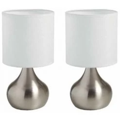 MILLUMINE 2 Lampes De Chevet Tactile IDA En Chrome Mat Et Abat-jour Blanc - Argent