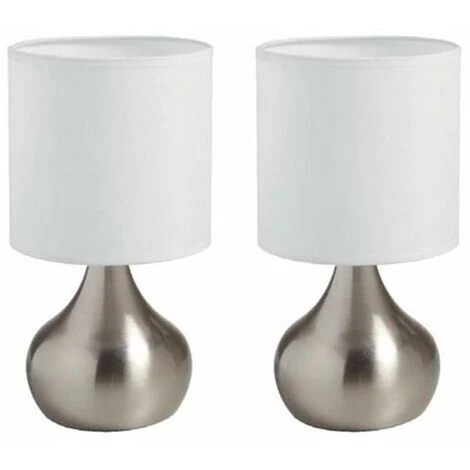 MILLUMINE 2 Lampes De Chevet Tactile IDA En Chrome Mat Et Abat-jour Blanc - Argent 1 MILLUMINE 2 Lampes De Chevet Tactile IDA En Chrome Mat Et Abat-jour Blanc - Argent