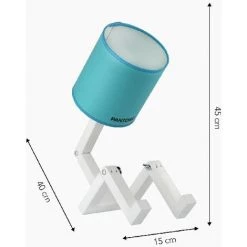 PANTONE BY HOMEMANIA PANTONE Lampe De Table Omino - Bureau, Table De Chevet - Bleu, Blanc, Noir Bois, PVC, Metal, Tissu, 15 X 40 X 45 Cm, 1 X E27, Max 100W -Lampe Soldes Boutique 51965405 5