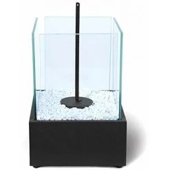 NOVA Table D'acier Portable Cheminée 4 Panneaux En Verre Avec Pierres Décoratives 7 NOVA Table D'acier Portable Cheminée 4 Panneaux En Verre Avec Pierres Décoratives -Lampe Soldes Boutique 52056421 3