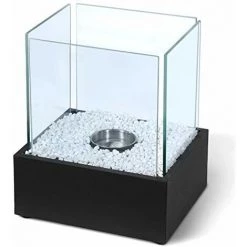 NOVA Table D'acier Portable Cheminée 4 Panneaux En Verre Avec Pierres Décoratives 9 NOVA Table D'acier Portable Cheminée 4 Panneaux En Verre Avec Pierres Décoratives -Lampe Soldes Boutique 52056421 5