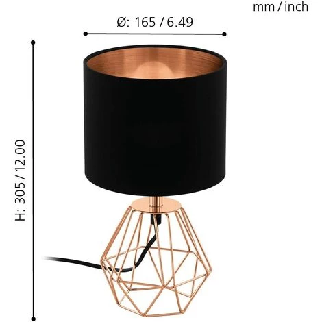 READCLY Lampe De Table, Acier, E14, Cuivre, Noir, 16,5 X 16,5 X 30,5 Cm 4 READCLY Lampe De Table, Acier, E14, Cuivre, Noir, 16,5 X 16,5 X 30,5 Cm – Image 4