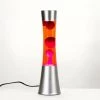 LICHTERLEBNISSE Lampe à Lave Au Design Rétro Gris Métallisé Avec Liquide Orange Et Cire Rouge H:39 Cm E14 - Rouge, Orange, Argent
