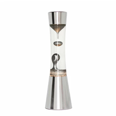 LICHT-ERLEBNISSE Lampe à Lave SANDRO Au Design Rétro Argenté Avec Liquide Clair Et Cire Grise Chrome H:39 Cm E14 - Chrome, Clair, Argent 2 LICHT-ERLEBNISSE Lampe à Lave SANDRO Au Design Rétro Argenté Avec Liquide Clair Et Cire Grise Chrome H:39 Cm E14 - Chrome, Clair, Argent – Image 2