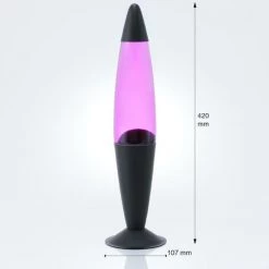 LICHTERLEBNISSE Lampe à Lave Jenny Noire Au Design Vintage En Style Rétro Avec Liquide Rosa Et Cire Violette H:42cm - Violet, Rose, Noir -Lampe Soldes Boutique 52555484 3