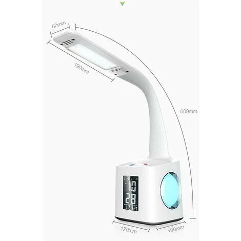 ZHUOXUAN Lampe De Bureau LED Eye-Caring Lampe De Table D'étude Port De Charge USB Lumière De L'atmosphère Nocturne Avec Porte Stylo/Écran Heure/Calendrier 2 ZHUOXUAN Lampe De Bureau LED Eye-Caring Lampe De Table D'étude Port De Charge USB Lumière De L'atmosphère Nocturne Avec Porte Stylo/Écran Heure/Calendrier – Image 2