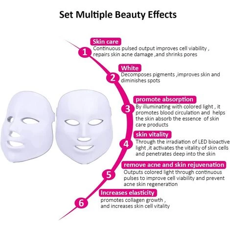 Masque Facial De Luminothérapie, Thérapie De Photon De 7 Couleurs LED Visage Anti-vieillissement Blanchissant Le Rajeunissement De Peau Bien-être Et Luminothérapie Macaron 3 Masque Facial De Luminothérapie, Thérapie De Photon De 7 Couleurs LED Visage Anti-vieillissement Blanchissant Le Rajeunissement De Peau Bien-être Et Luminothérapie Macaron – Image 3