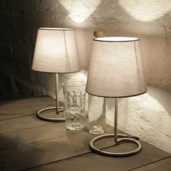 LICHT-ERLEBNISSE Set De 2 Lampes De Chevet De Couler Nickel Avec Abat-jour En Tissu Gris Au Design Moderne E14 IP20 H:33 Cm - Nickel Mat, Gris