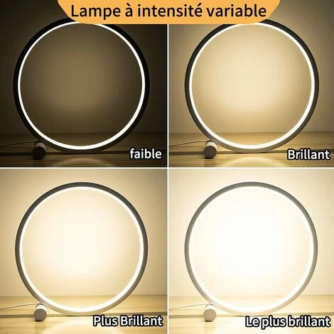 ALMI Lampe De Chevet Led Lampe De Table Tactile Dimmable,3 Couleurs 10 Luminosité Conception Circulaire Moderne, Matériel En Métal, Lampe De Lecture De Bureau Pour Chambre 4 ALMI Lampe De Chevet Led Lampe De Table Tactile Dimmable,3 Couleurs 10 Luminosité Conception Circulaire Moderne, Matériel En Métal, Lampe De Lecture De Bureau Pour Chambre – Image 4