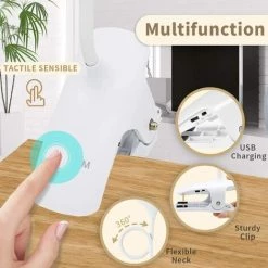 VERSAILLESFR Lampe De Bureau LED Sans Fil Rechargeable,Lampe Pince Pour Lit, Lampe De Chevet Tactile Pour Enfant, Blanc Versailles -Lampe Soldes Boutique 53824218 5