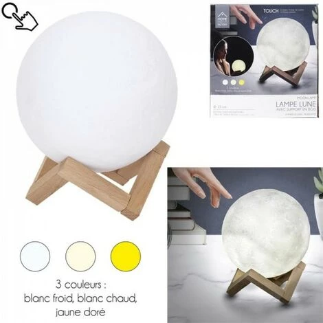 JARDIRICODECO Lampe Tactile Lune Ronde 3d D15cm 1 JARDIRICODECO Lampe Tactile Lune Ronde 3d D15cm