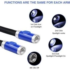 ECHOO Lampe De Lecture Rechargeable Lampe De Nuit Autour De Cou Mains Libres Avec 3 Niveaux De Luminosité Réglable- Câble USB Inclus [Classe énergétique A+++] -Lampe Soldes Boutique 54293596 3