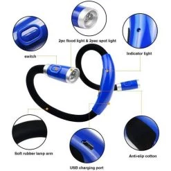 ECHOO Lampe De Lecture Rechargeable Lampe De Nuit Autour De Cou Mains Libres Avec 3 Niveaux De Luminosité Réglable- Câble USB Inclus [Classe énergétique A+++] -Lampe Soldes Boutique 54293596 4