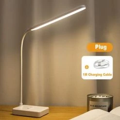ABCRITAL Lampe Led Pliable, Rechargeable Par Usb, À Intensité Réglable, Commande Tactile, Idéal Pour Le Bureau, Les Livres Des Étudiants, La Chambre À Coucher, Luminaire Décoratif--Usb Plug