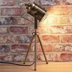 LINDBY Lampe à Poser 'Ebbi' En Métal Pour Salon & Salle à Manger - Laiton Ancien -Lampe Soldes Boutique 5447936 4