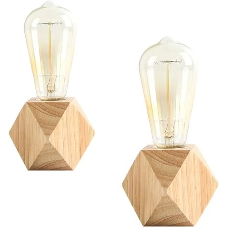 ENLENK 2 Pièces Petite Lampe De Table Lampe De Chevet Avec Base En Bois Diamant à Côté De La Lampe, E27 60W Parfait Pour Chambre à Coucher, Salon Ou Bureau (sans Ampoule) 1 ENLENK 2 Pièces Petite Lampe De Table Lampe De Chevet Avec Base En Bois Diamant à Côté De La Lampe, E27 60W Parfait Pour Chambre à Coucher, Salon Ou Bureau (sans Ampoule)