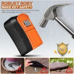 CATHERINE Boite à Clé Sécurisée Mural Mini Coffre à Clés Extérieur Boîte à Clef Avec Code Numérique à 4 Chiffres Réinitialisable Étanche Boitier Clef Pour Maison École Bureau Usine Garage (Orange) -Lampe Soldes Boutique 55654602 3