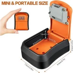 CATHERINE Boite à Clé Sécurisée Mural Mini Coffre à Clés Extérieur Boîte à Clef Avec Code Numérique à 4 Chiffres Réinitialisable Étanche Boitier Clef Pour Maison École Bureau Usine Garage (Orange) -Lampe Soldes Boutique 55654602 4