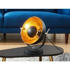 VENTE-UNIQUE.COM Lampe à Poser Cinéma Industrielle MOVIE - H. 37 Cm - Bicolore Intérieur Doré Extérieur Noir De La Marque INSIDE ART - Noir