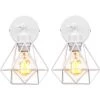 STOEX Lot De 2 Applique Murale Interieur Industrielle Réglable Cage Forme Diamant Vintage E27 Pour Salons Chambres Couloir Escaliers Blanc