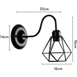 STOEX Applique Murale Intérieur Vintage Industrielle Lampe Murale E27 Luminaire Abat-jour En Métal Avec Support En Bois Pour Salon Couloir Bar (Noir) 9 STOEX Applique Murale Intérieur Vintage Industrielle Lampe Murale E27 Luminaire Abat-jour En Métal Avec Support En Bois Pour Salon Couloir Bar (Noir) -Lampe Soldes Boutique 55909672 5