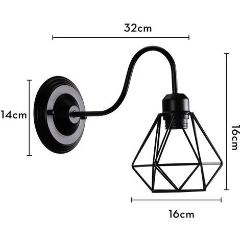 STOEX Applique Murale Intérieur Vintage Industrielle Lampe Murale E27 Luminaire Abat-jour En Métal Avec Support En Bois Pour Salon Couloir Bar (Noir) 5 STOEX Applique Murale Intérieur Vintage Industrielle Lampe Murale E27 Luminaire Abat-jour En Métal Avec Support En Bois Pour Salon Couloir Bar (Noir) – Image 5
